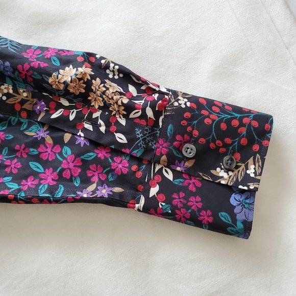 Lands' End Plus Size 16T Tall No Iron Floral Shirt - Picture 9 of 13